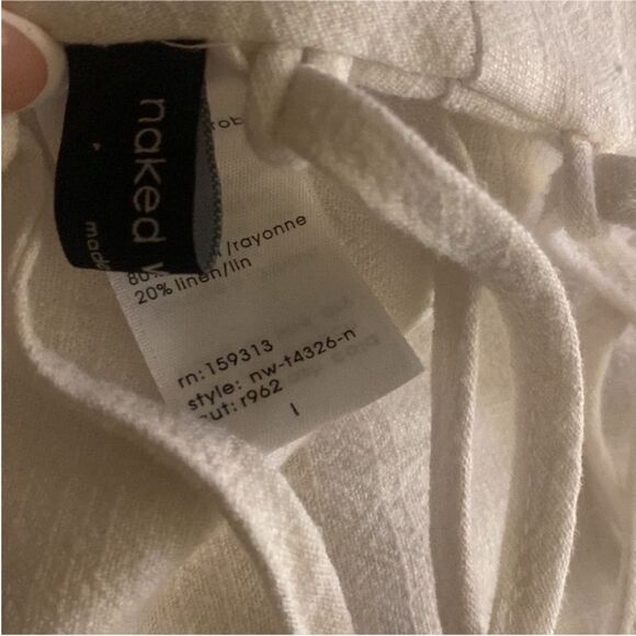 Naked Wardrobe NWT Laced Up Linen Top in White Size L - Picture 10 of 10